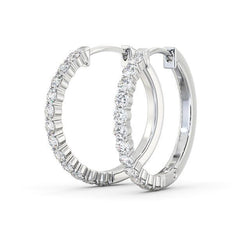 4.40 Carats Round Real Diamond Lady Hoop Earring White Gold 14K New