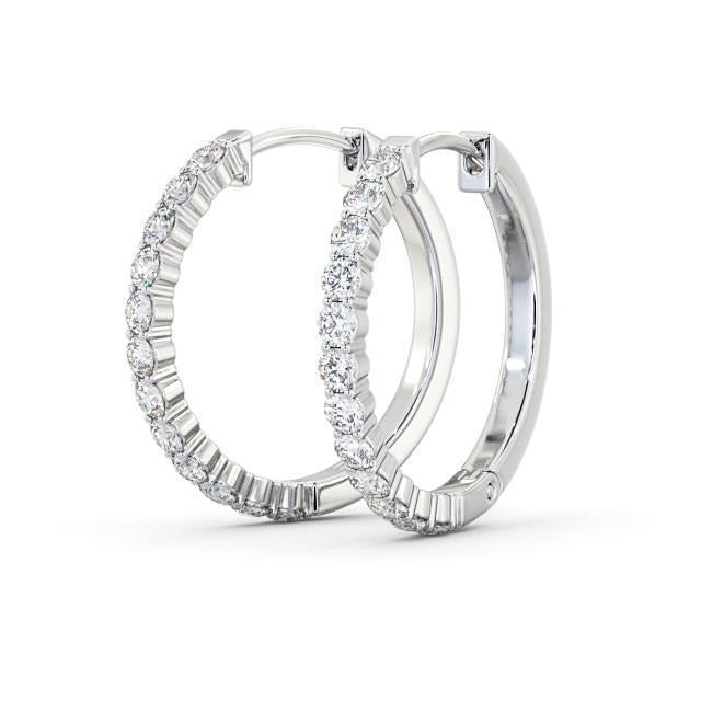 4.40 Carats Round Real Diamond Lady Hoop Earring White Gold 14K New - Hoop Earrings-harrychadent.ca