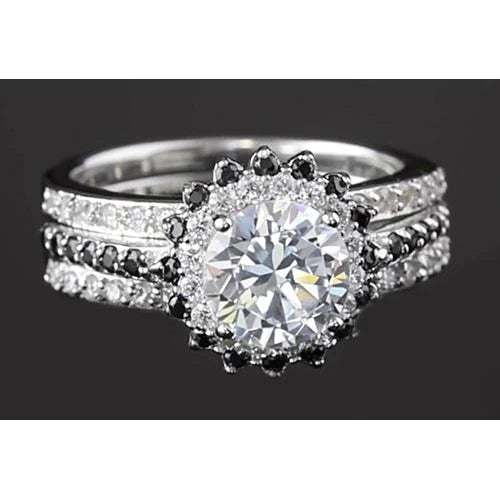 4.50 Carats Genuine Diamond Anniversary Ring Round Diamond Halo