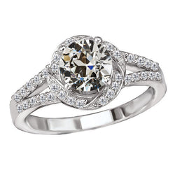 Split Shank Brilliant Diamond Halo Setting Ring 2 ct – 14K White