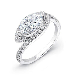 4.50 Carats Marquise Halo And Round Real Diamond Anniversary Ring Ladies