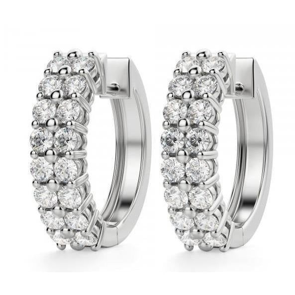 4.50 Carats Real Round Cut Diamonds Ladies Hoop Earrings 14K White Gold - Hoop Earrings-harrychadent.ca