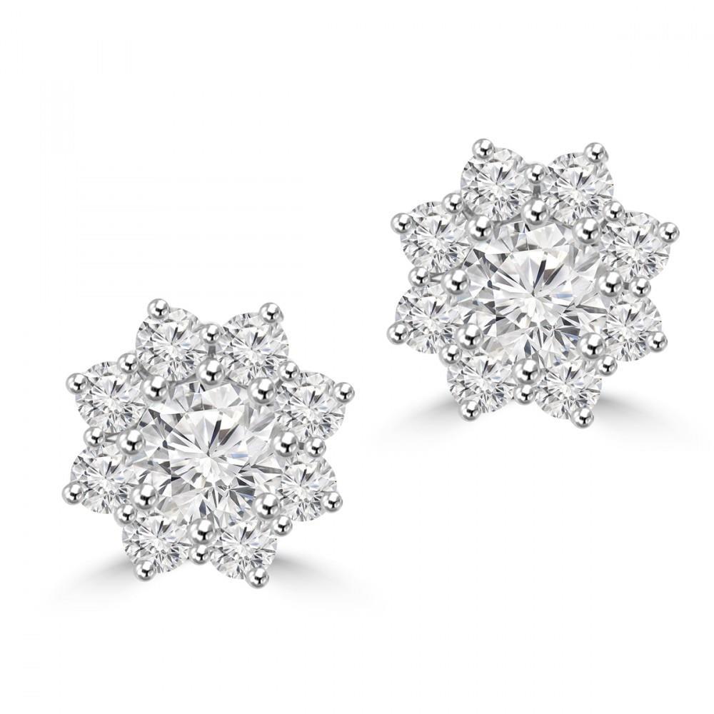 4.50 Carats Round Cut Genuine Diamonds Star Shape Studs Earrings White Gold