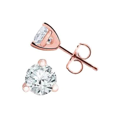 4.50 Carats Round Cut Natural Diamonds Women Studs Earrings Rose Gold 14K