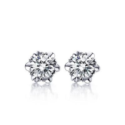 4.50 Carats Round Cut Real Diamonds Stud Earrings White Gold 14K