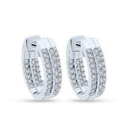 4.50 Carats Round Cut Real Natural Earth Mined Diamonds Women Hoop Earrings Gold White 14K