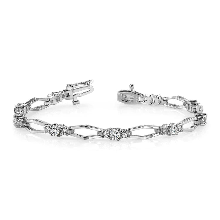 4.50 Carats Round Genuine Diamond Link Bracelet White Gold Jewelry 14K