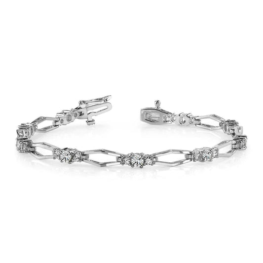 4.50 Carats Round Genuine Diamond Link Bracelet White Gold Jewelry 14K