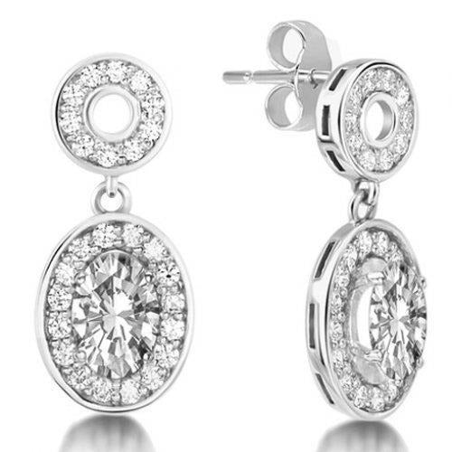 4.50 Carats Sparkling Round Cut Real Diamonds Dangle Earrings White Gold