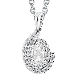 4.50 Carats Women Halo Oval Real Natural Earth Mined Diamond Old Miner Slide Pendant 14K