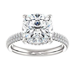 4.50 Ct. Ladies Cushion Genuine Diamond Anniversary Ring 14K White Gold