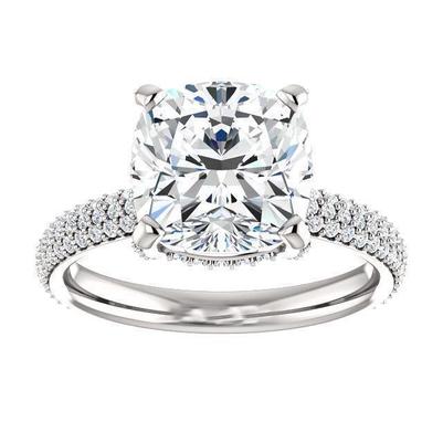 4.50 Ct. Ladies Cushion Genuine Diamond Anniversary Ring 14K White Gold