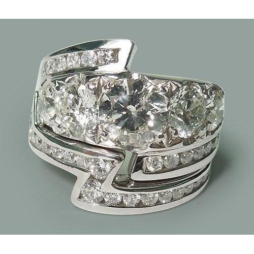 4.55 Carat Round Genuine Diamonds Wedding Ring And Band Set