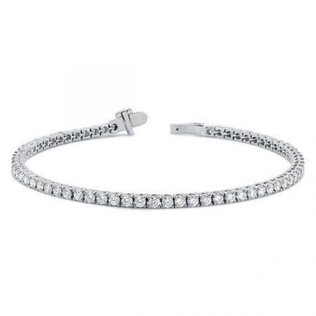 4.55 Carats Round Cut Real Diamonds Lady Tennis Bracelet Gold White 14K