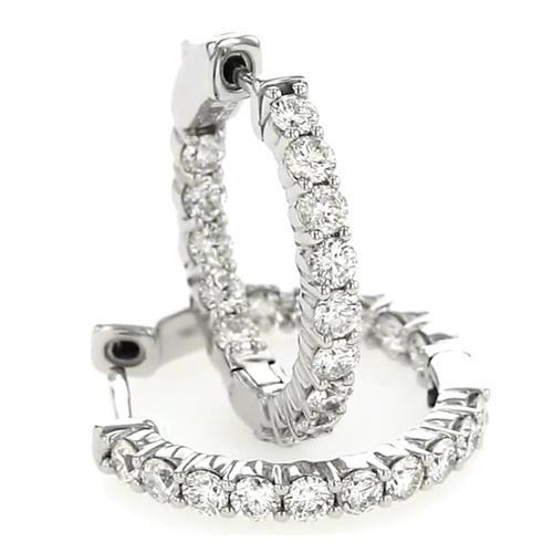 4.5 Carats Hoop Round Natural Diamond Earring F Vs1 