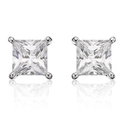 4.5 Ct Princess Cut Prong Set Genuine Diamond Stud Earring 14K White Gold
