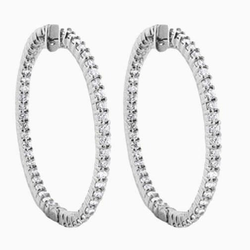 4.60 Carats Round Cut Real Diamonds Women Hoop Earrings 14K Gold White - Hoop Earrings-harrychadent.ca