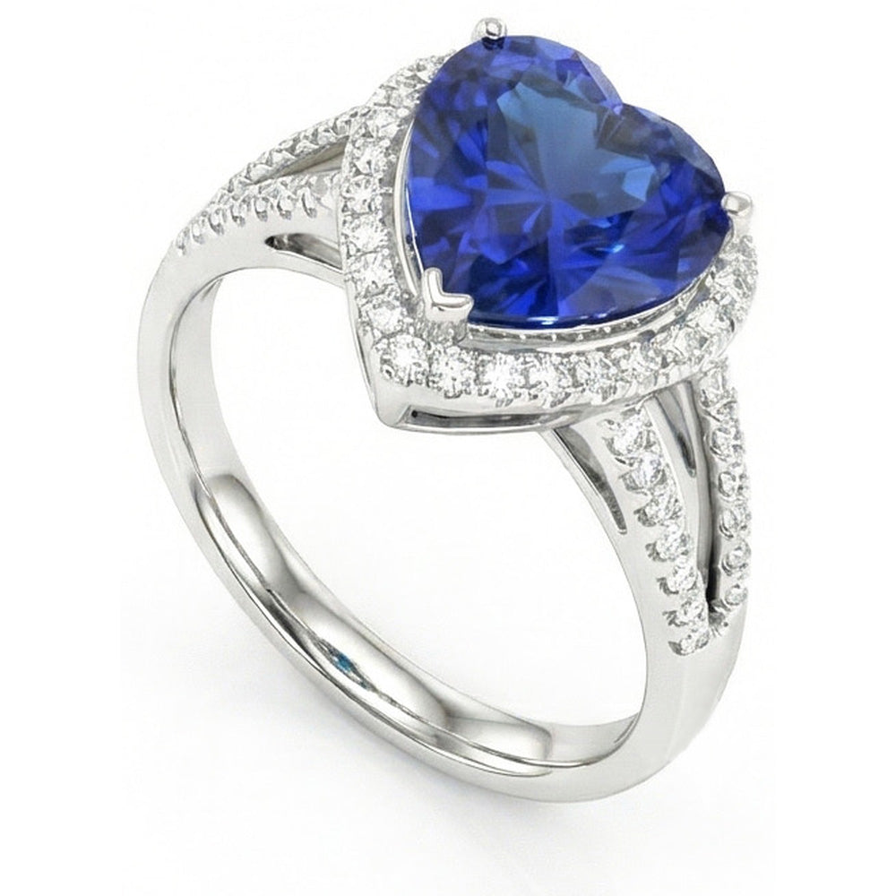 4.60 Ct Ceylon Blue Sapphire Natural Earth Mined Diamond ( Not Lab Grown ) s Ring White Gold 14K