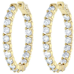 4.68 Carats Out In Sparkling Real Diamonds Hoop Earrings Gold Yellow 14K