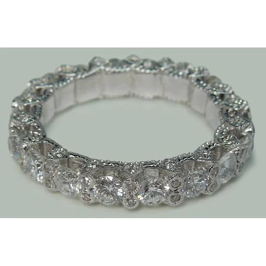 4.68 Carats Round Brilliant Lab Grown Diamonds Eternity Band White Gold 14K