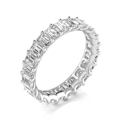 Step Cut Fine Diamond Eternity Band – 4.6 ct in 14K White Gold