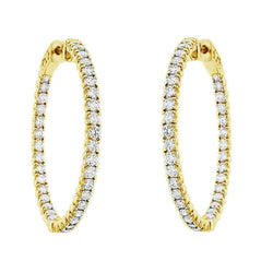 4.70 Carats Brilliant Cut Real Natural Earth Mined Diamonds Women Hoop Earrings Gold Yellow