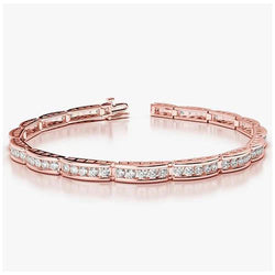 4.70 Carats Round Brilliant Cut Real Natural Earth Mined Diamonds Bracelet Rose Gold 14K