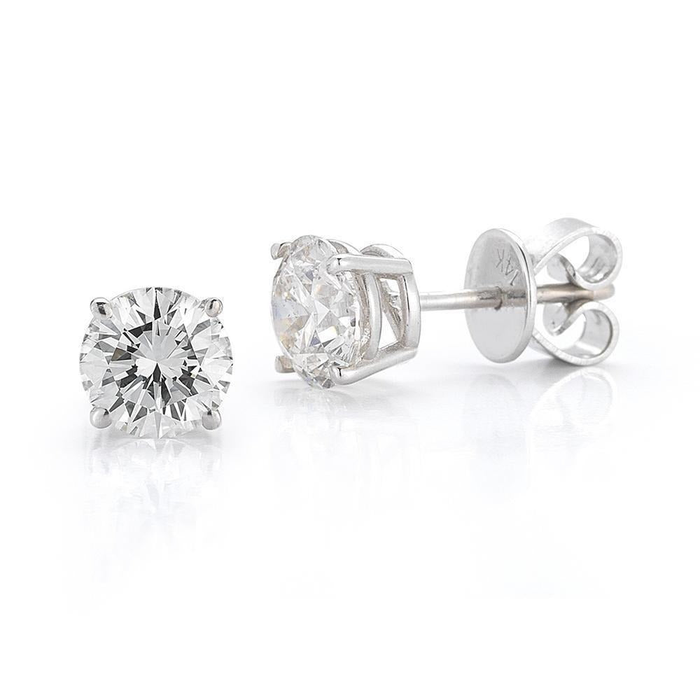 4.70 Carats Sparkling Prong Set Real Diamonds Studs Earrings White Gold - Stud Earrings-harrychadent.ca