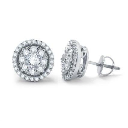 4.70 Carats Women Studs Halo Earrings Round Cut Real Diamonds - Halo Stud Earrings-harrychadent.ca