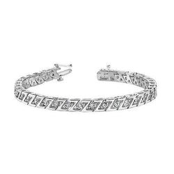 4.75 Carats Prong Set Natural Diamond Z Style Tennis Bracelet Solid Gold 14K