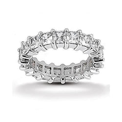4.75 Carats Lab Grown Diamonds Eternity Band Princess Cut Jewelry White Gold New