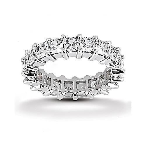 4.75 Carats Lab Grown Diamonds Eternity Band Princess Cut Jewelry White Gold New