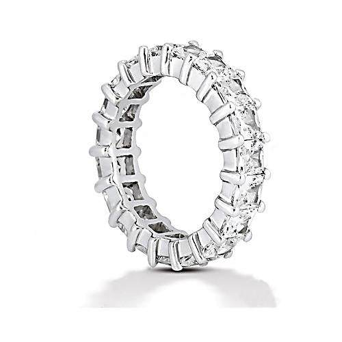 4.75 Carats Lab Grown Diamonds Eternity Band Princess Cut Jewelry White Gold New