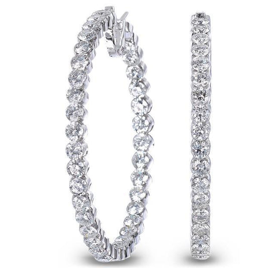 4.80 Carats Round Cut Real Diamonds Lady Hoop Earrings New