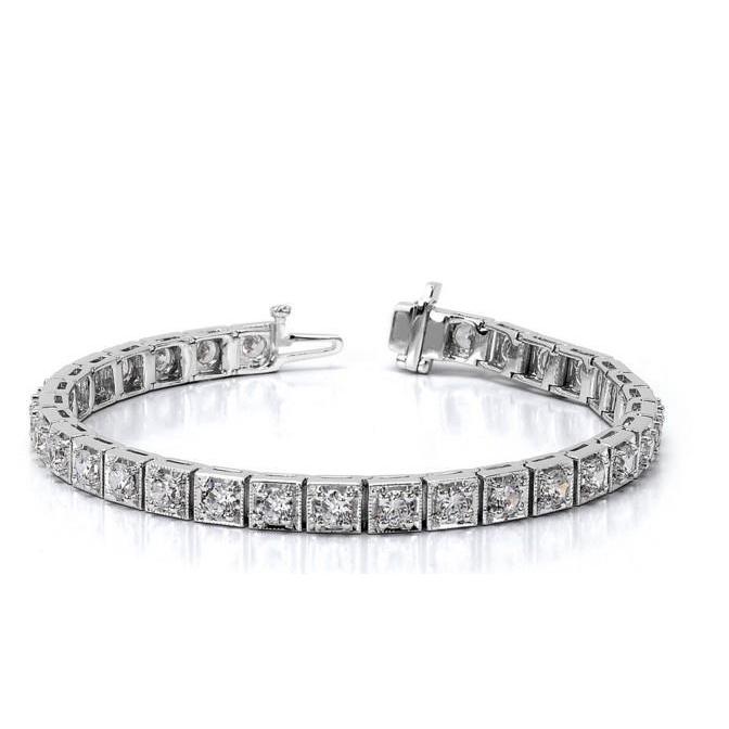 4.80 Carats Round Cut Real Diamonds Tennis Bracelet White Gold 14K New