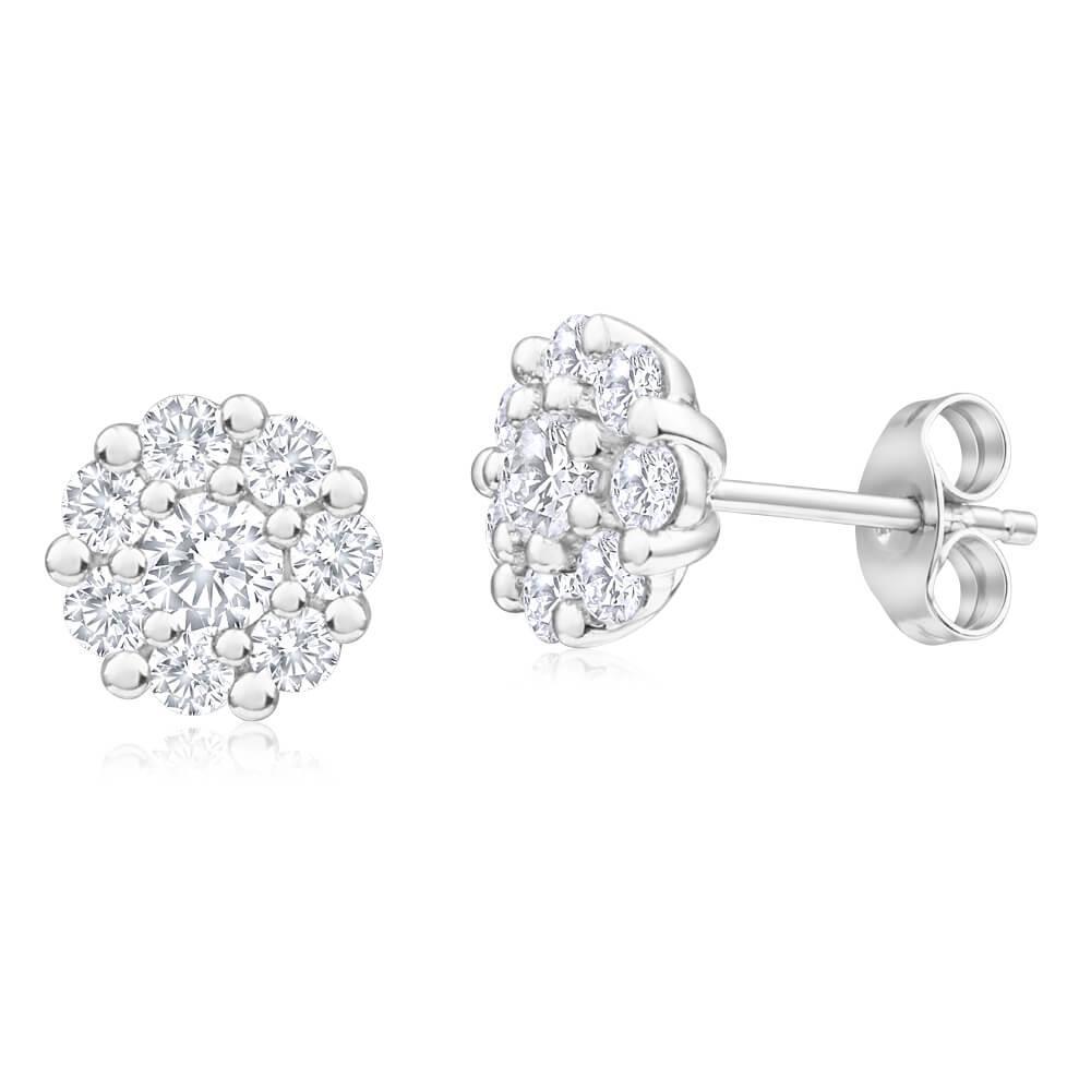 4.80 Carats Round Cut Real Diamonds Women Studs Earring Pave Halo