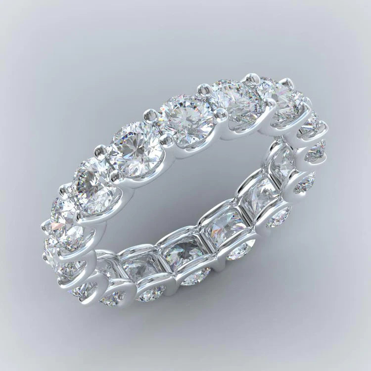 4.80 Carats Round Natural Diamond Wedding Band Jewelry