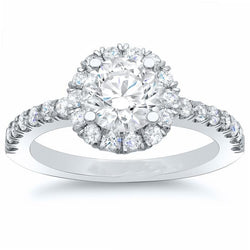 4.80 Carats Round Natural Diamond Ring Halo White Gold 14K