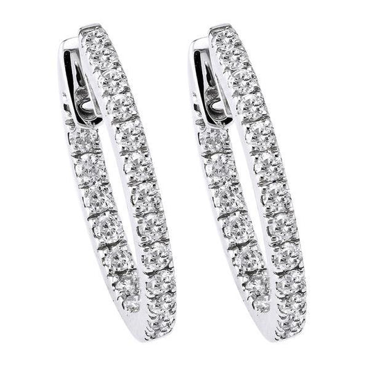 4.80 Ct F Vvs1 Round Cut Real Diamonds Lady Hoop Earrings 14K White Gold