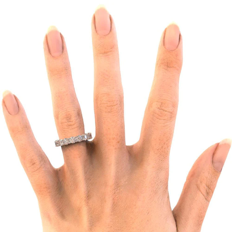 4.80 Carats Round Lab Grown Diamond Eternity Wedding Band Jewelry