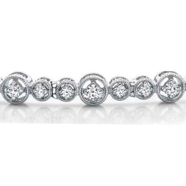 4.90 Carats Round Brilliant Real Diamonds Tennis Bracelet Gold 14K