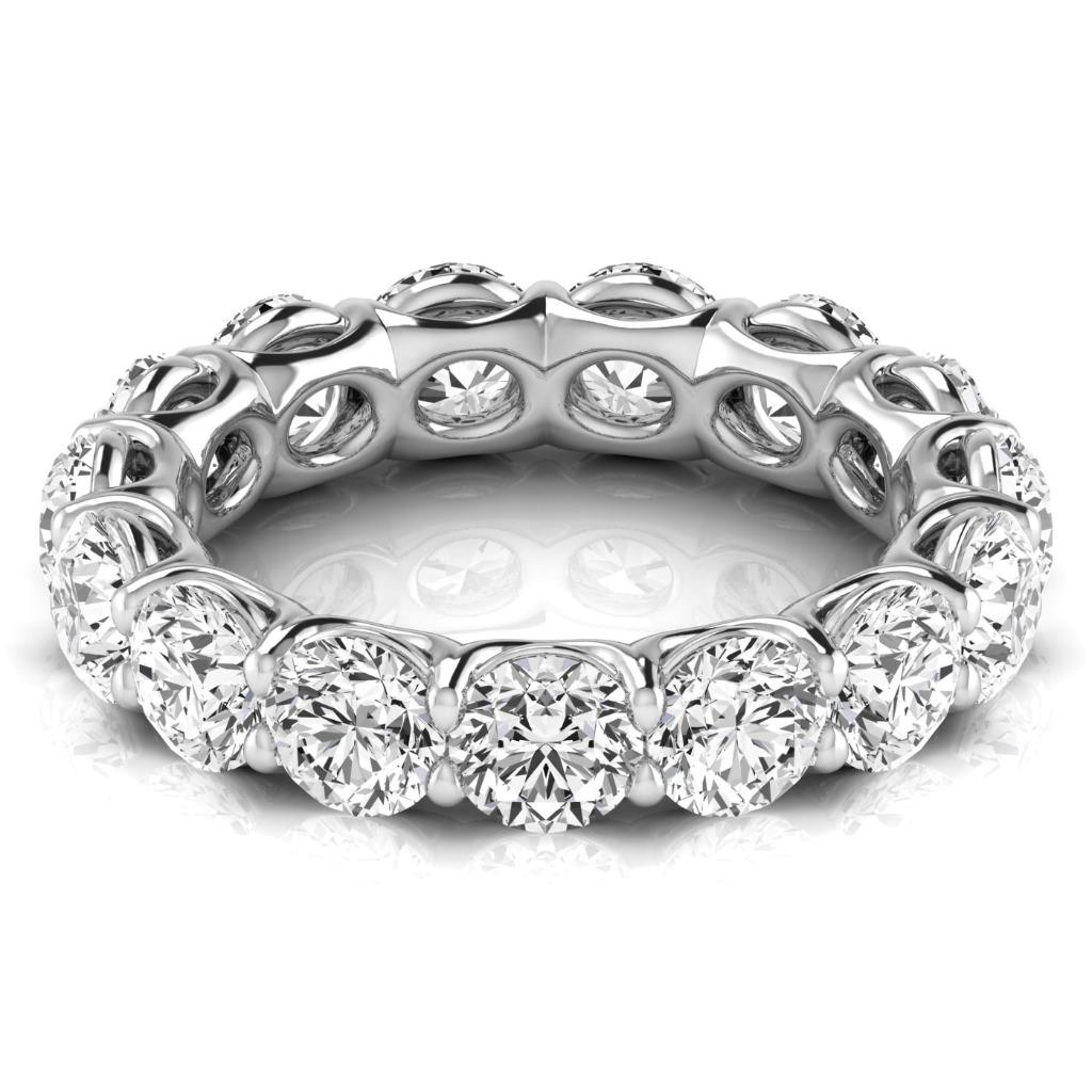 Brilliant Diamond Round Cut Eternity Band in 14 Karat White Gold – front view