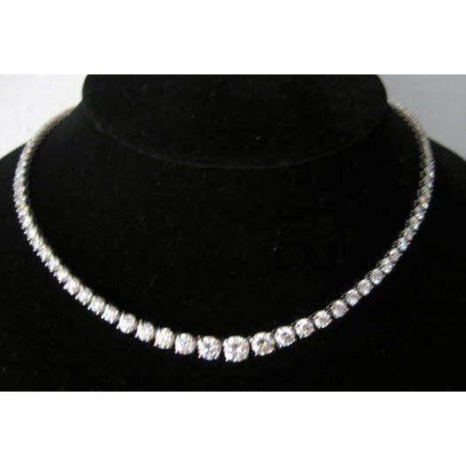 40.00 Ct Round Brilliant Cut Natural Diamonds Tennis Necklace White Gold 14K