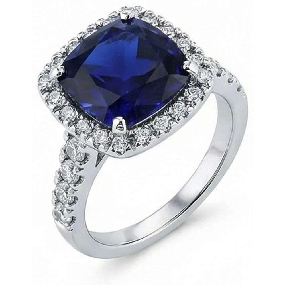 4 Carat Cushion Sapphire Engagement Ring