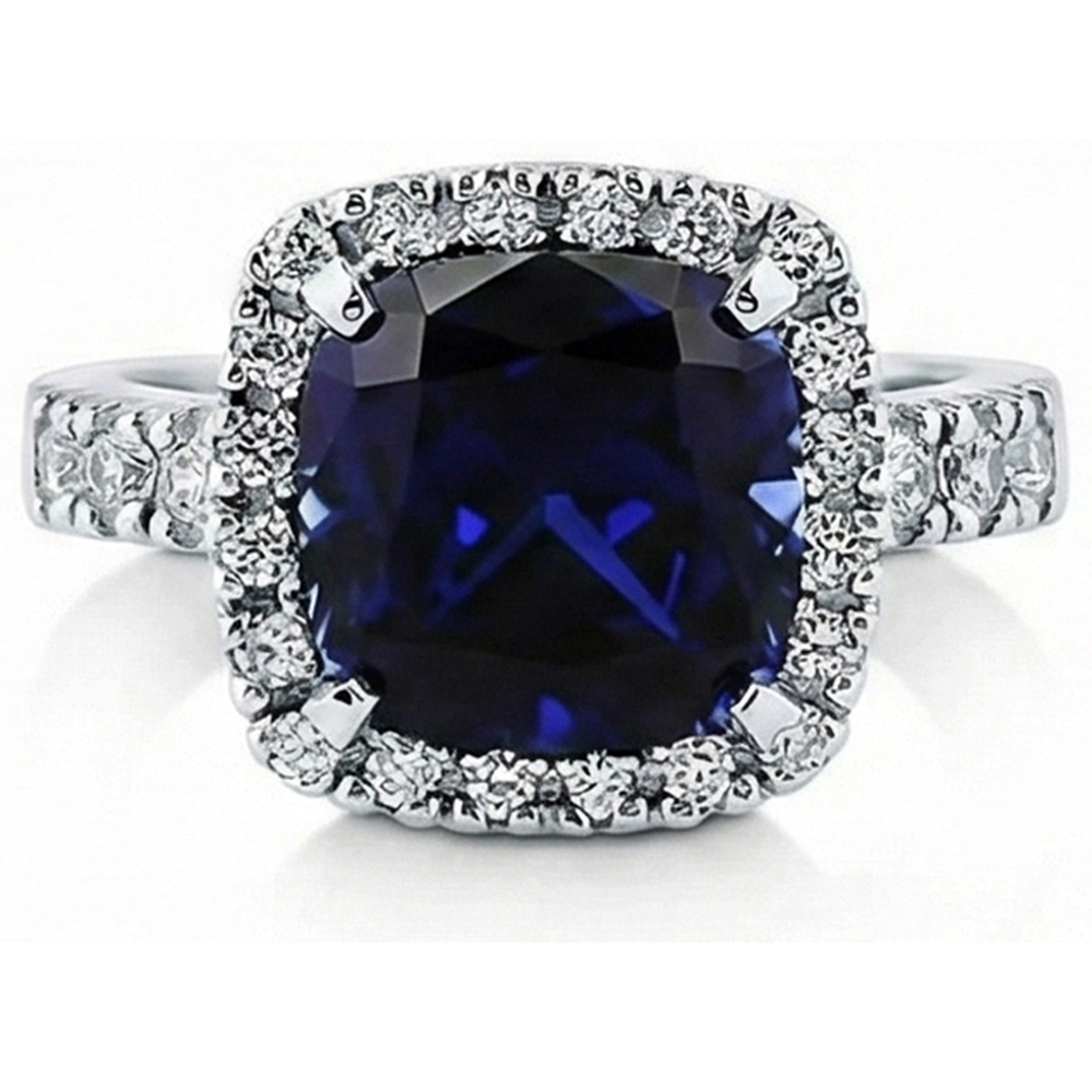 4 Carat Cushion Sapphire Engagement Ring