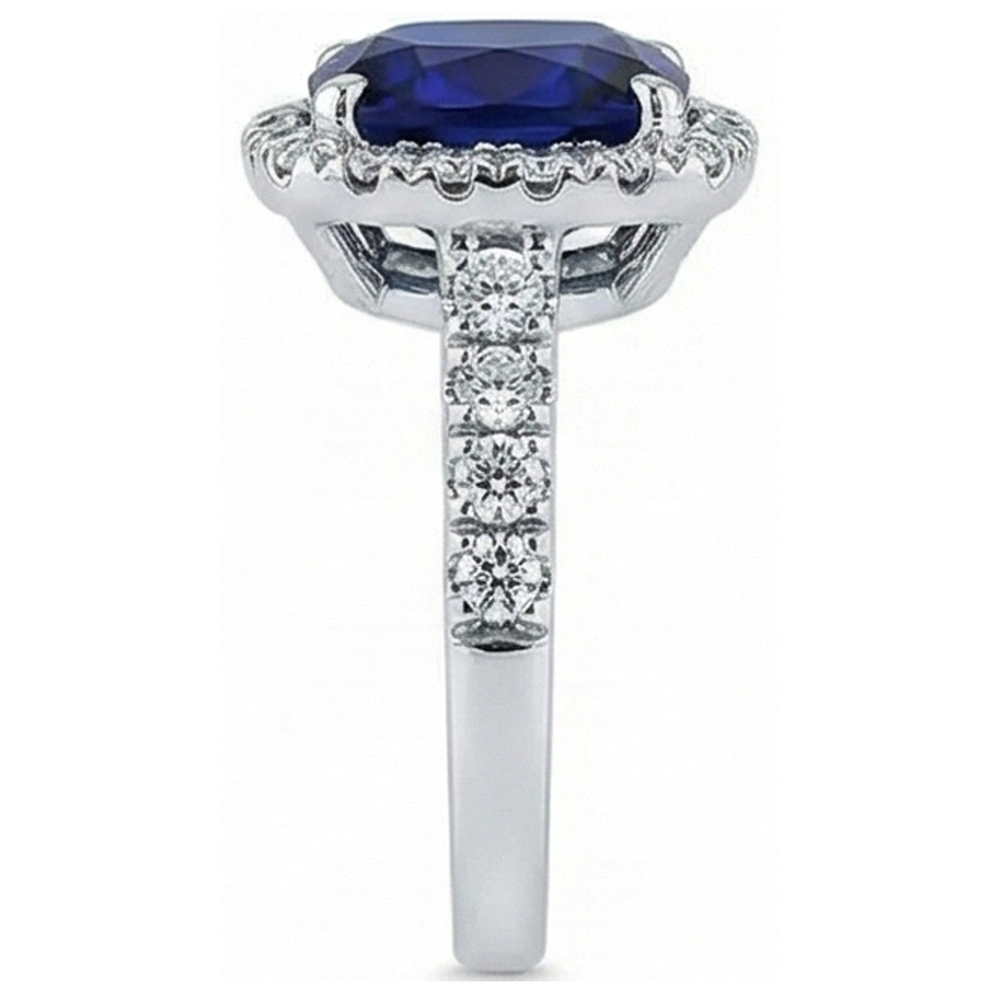 4 Carat Cushion Sapphire Engagement Ring