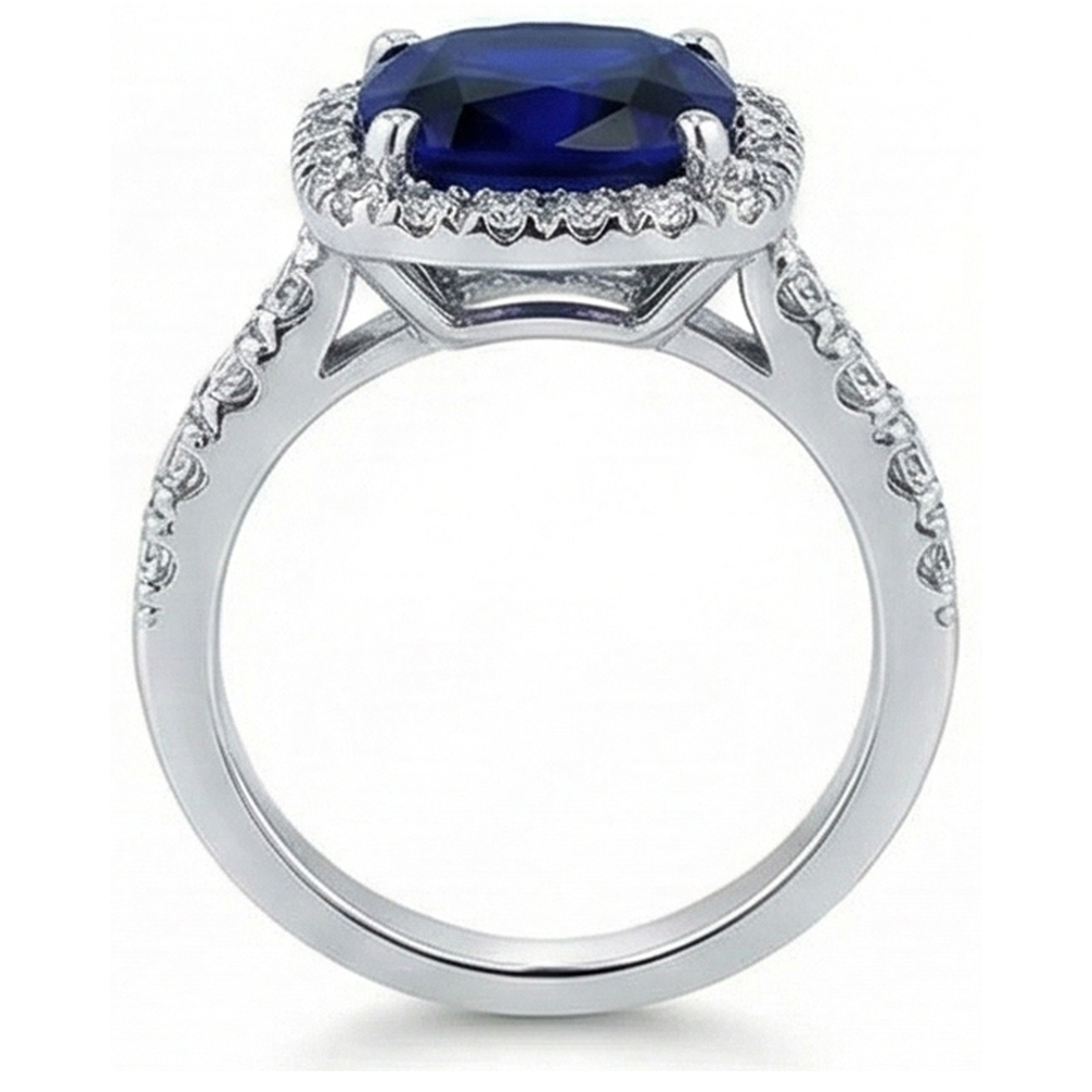 4 Carat Cushion Sapphire Engagement Ring