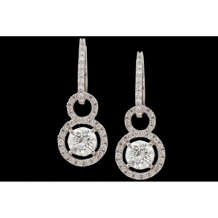 4 Carat Dangle Style Earring Hanging Wg Round Genuine Diamonds