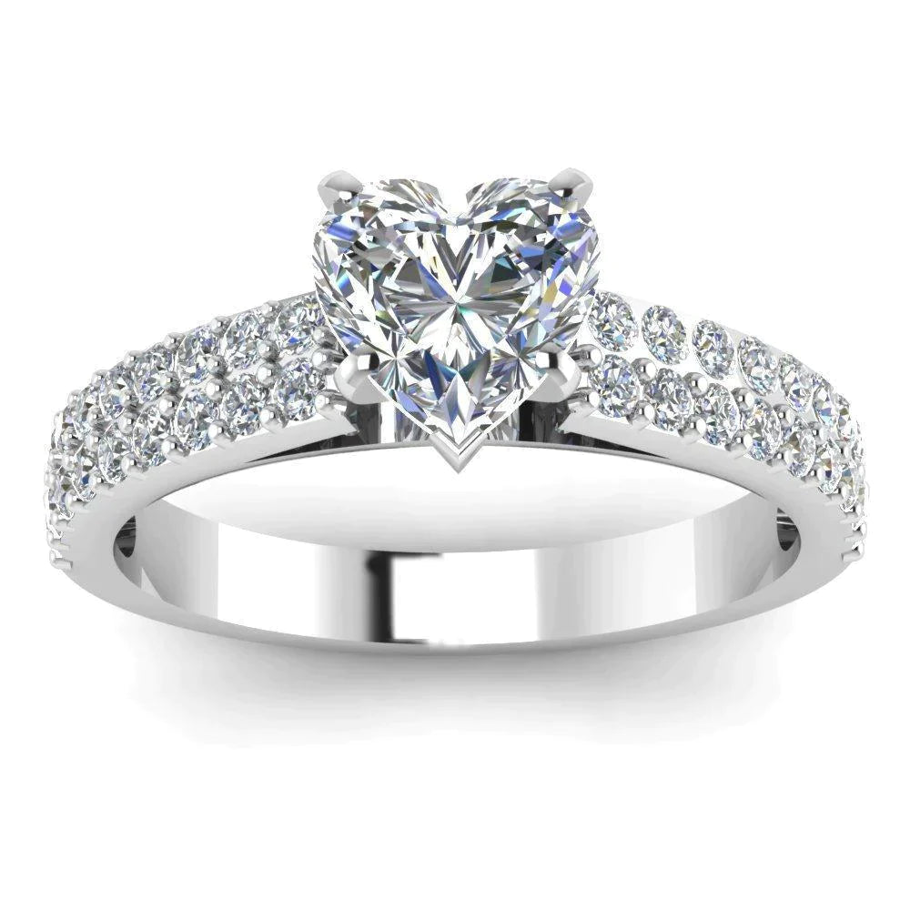 4 Carat Heart Real Diamond Anniversary Ring