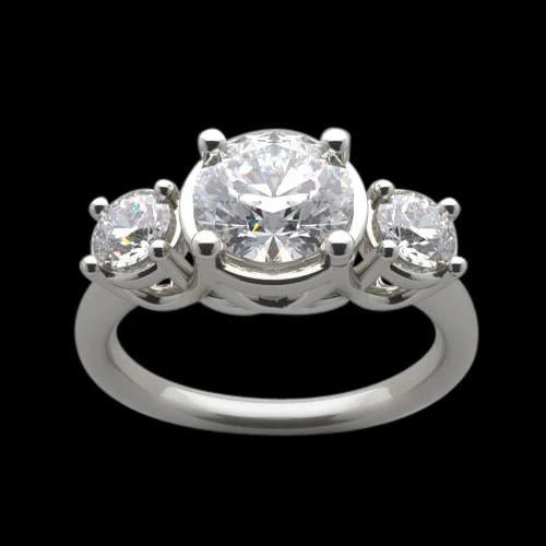 4 Carat Lucida Natural Diamond Three Stone Ring Engagement White Gold 